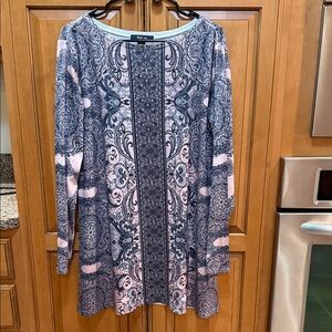 Style & Co. Long Sleeve Dress in Blue and Pink